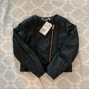 NWT Girls H&M Faux Leather Moto Jacket Sz 4